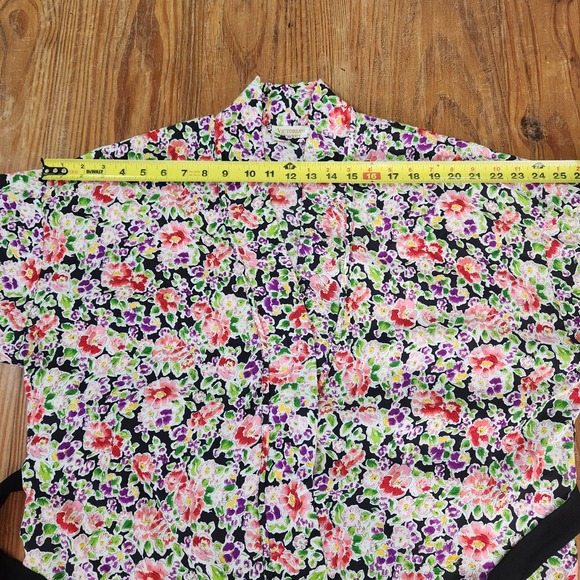 Victoria's Secret Floral Robe Gold Label Belted 3/4 Kimono Sleeve Vtg One Size - Picture 4 of 9